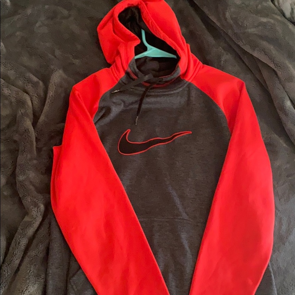 Red and grey Nike hoodie